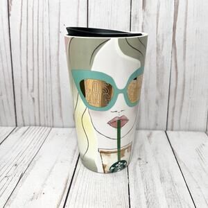 2016 Starbucks Los Angeles Sunglasses Girl Ceramic 12oz Tumbler Travel Mug